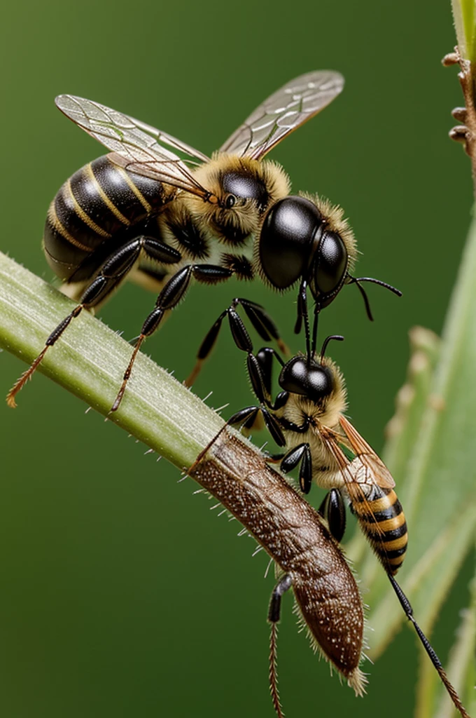 A bee having sex with an ant 