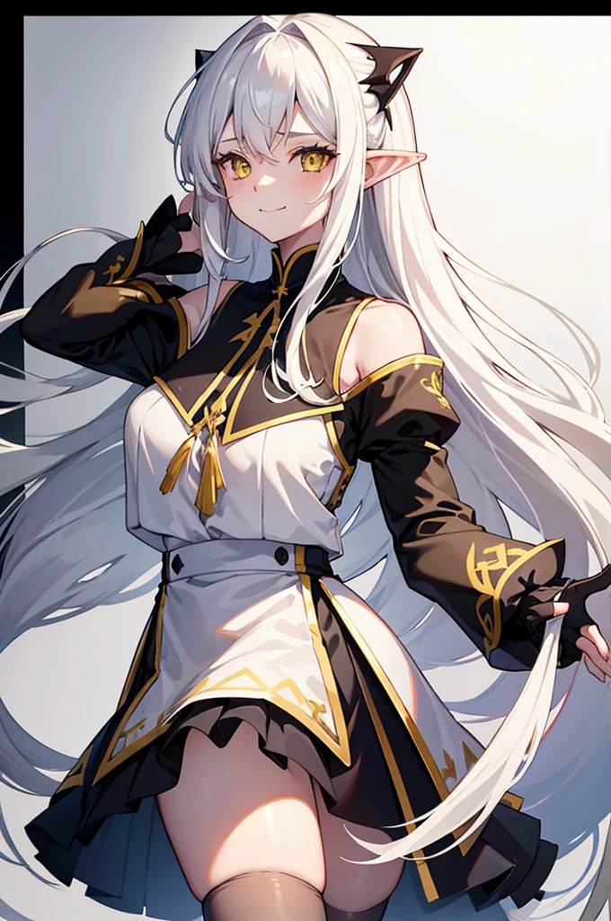 ((best quality)), ((masterpiece)), (detailed),

((Form-fitting_pants)), ((dress_shirt))

((female)), ((long_white_hair)), ((elf)), (((medium_sized_breasts))), (toned_body), ((flawless_physique)), ((30_years_old)), ((perfect_proportions)), (swept_bangs), (wide_hips), ((masterful_artwork)), ((follow_all_prompts)), ((deep_blue_eyes)), ((white_hair))

((Evil grin)), ((back_turned)), (((pose)))

Ultra High Definition, Ultra High Quality, Extremely Detailed, Perfectly Detailed, Masterpiece, 8k, hyper detailed face, hyper detailed illustration, beautiful artwork, exquisite lighting and shadow, highly dramatic picture, lens effects, enhanced visuals, enhanced lighting, enhanced details, highest quality, highest resolution, highly dramatic picture,