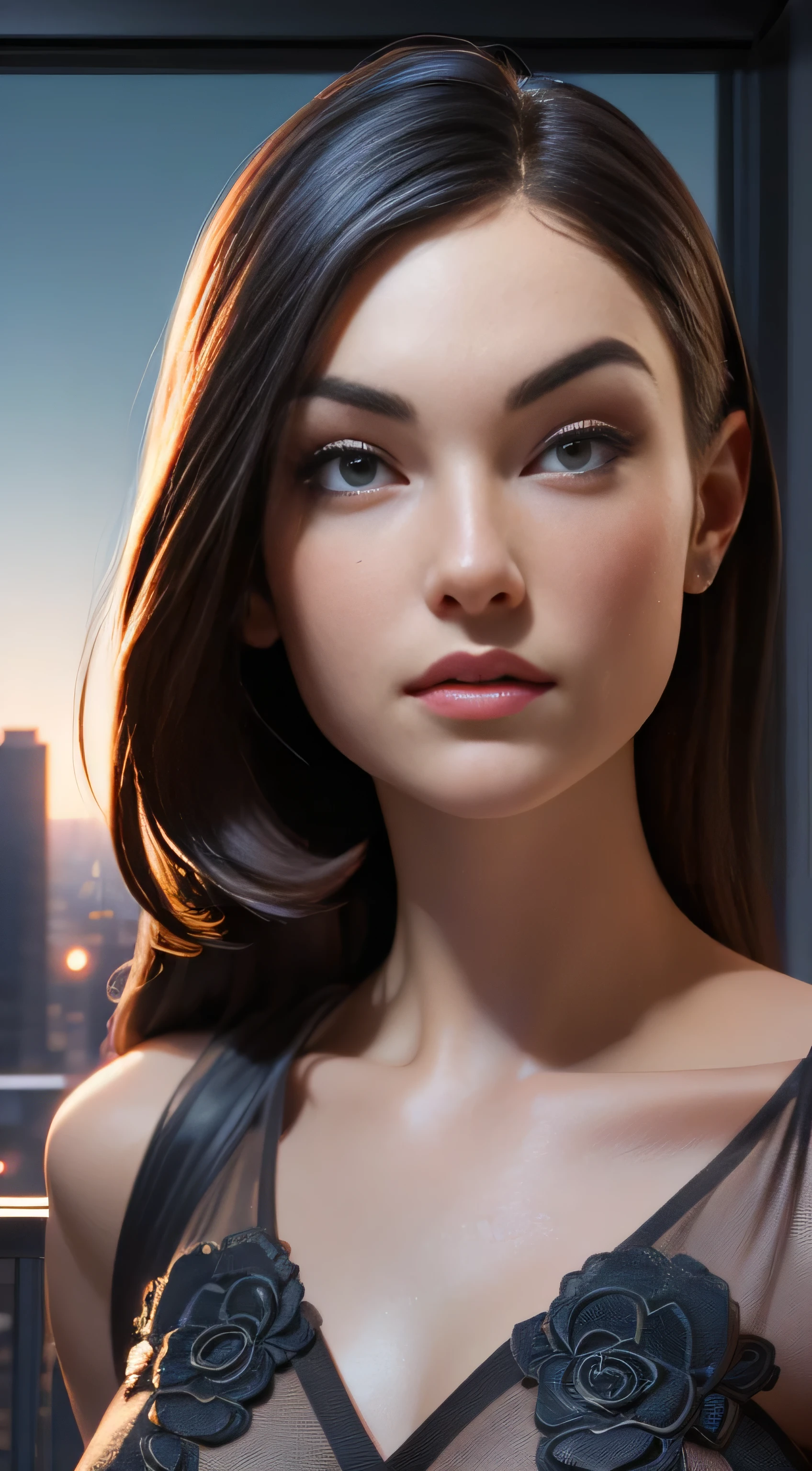 photo of Sasha Grey, RAW, beautiful woman, ((portrait)), ((detailed face:1.2)), ((detailed facial feature, detailed skin, clear skin), (perfect proportioned body), (wearing a colorful sexy dress) (high detailed city environment, apartment balcony), (realistic photo, best quality, detailed), (8k wallpaper), (cinematic lighting, dramatic lighting) (sharp focus, intricate)