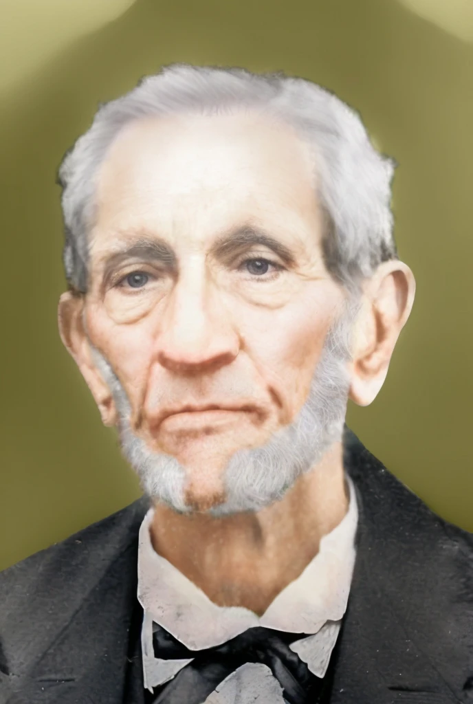 há um homem com barba e gravata borboleta, tom mapeado william-adolphe, Abraham Lincoln, a colorido photo, portrait of Abraham Lincoln, colorido photo, colorido, colorido photograph, retrato pintado centrado no lado, rosto restaurado realista, pintado digitalmente, fechar o retrato, colorido background, rendering of fechar o retrato, retrato colorido, colorido 1 9 0 4 photo
