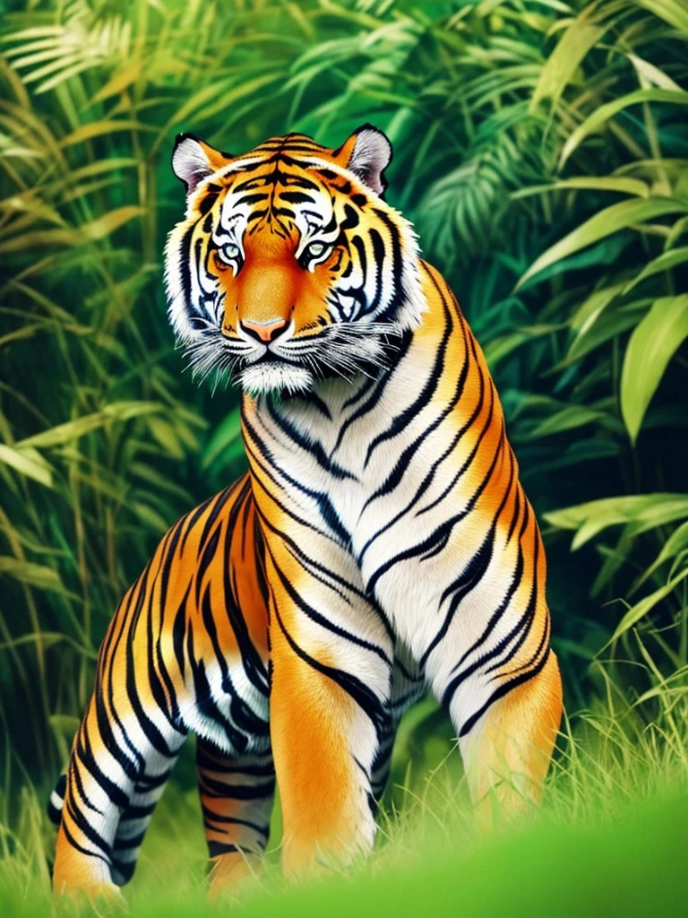 a tiger in the jungle with blue eyes and green grass, ((tiger)), jen bartel, martin ansin, amazing wallpaper, tiger, tiger_beast, by Kilian Eng, highly detailed vector art, a tiger, profile picture 1024px, amoled wallpaper, phone wallpaper hd, style of kilian eng, hd phone wallpaper, mobile wallpaper