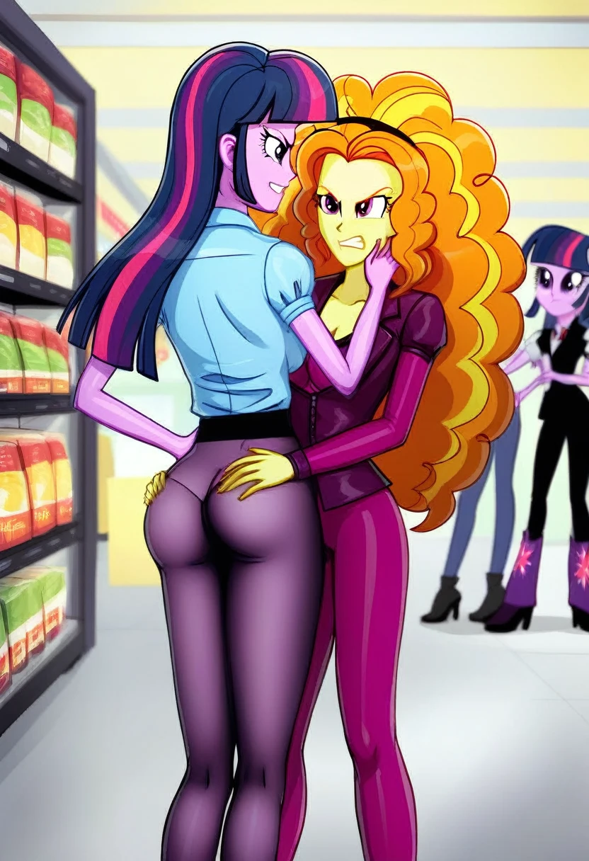 Eqg Twilight sparkle bodystocking Laura . Angry adagio is standing in the store and Twilight Sparkle is touching her butt