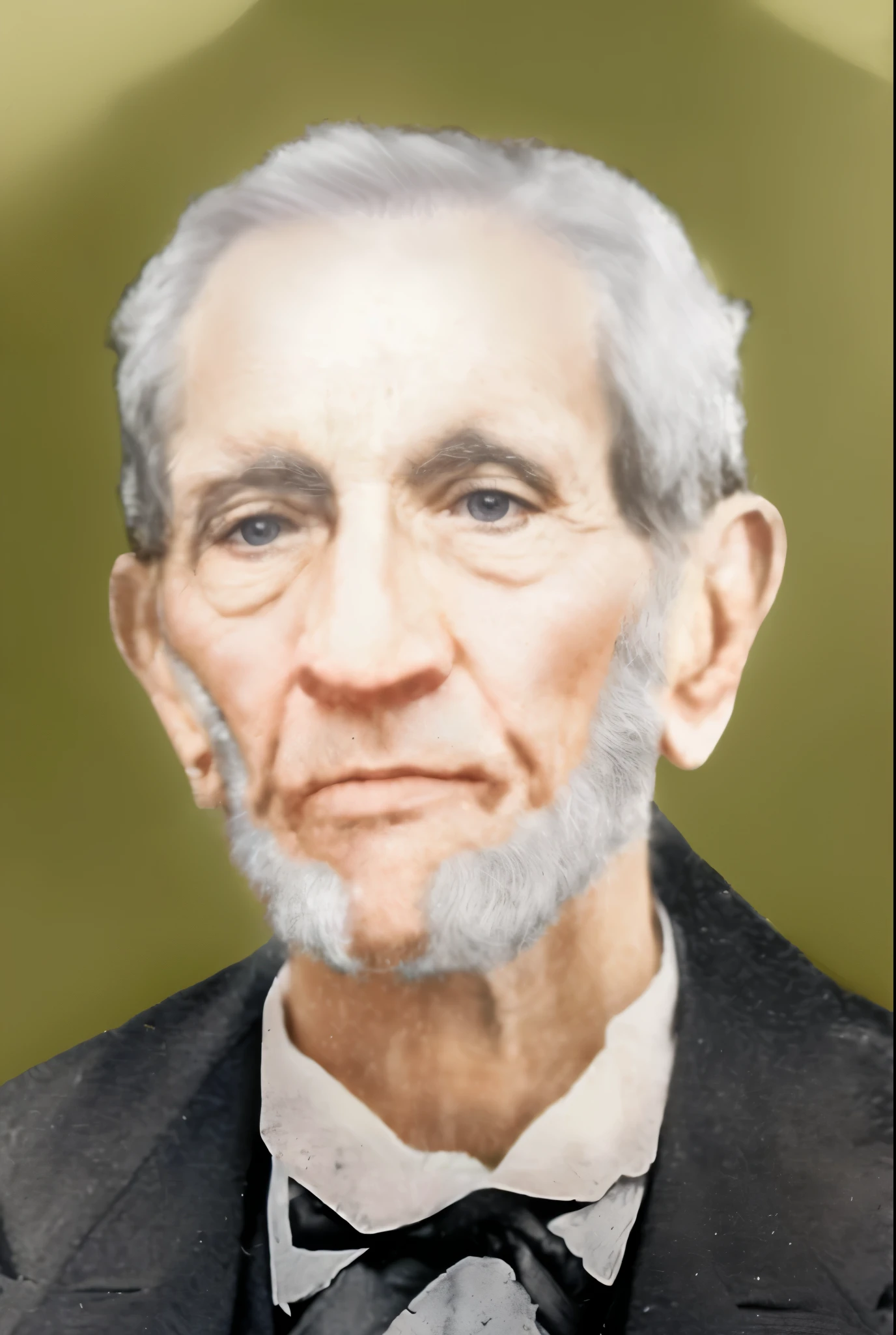 há um homem com barba e gravata borboleta, tom mapeado william-adolphe, Abraham Lincoln, a colorido photo, portrait of Abraham Lincoln, colorido photo, colorido, colorido photograph, retrato pintado centrado no lado, rosto restaurado realista, pintado digitalmente, fechar o retrato, colorido background, rendering of fechar o retrato, retrato colorido, colorido 1 9 0 4 photo