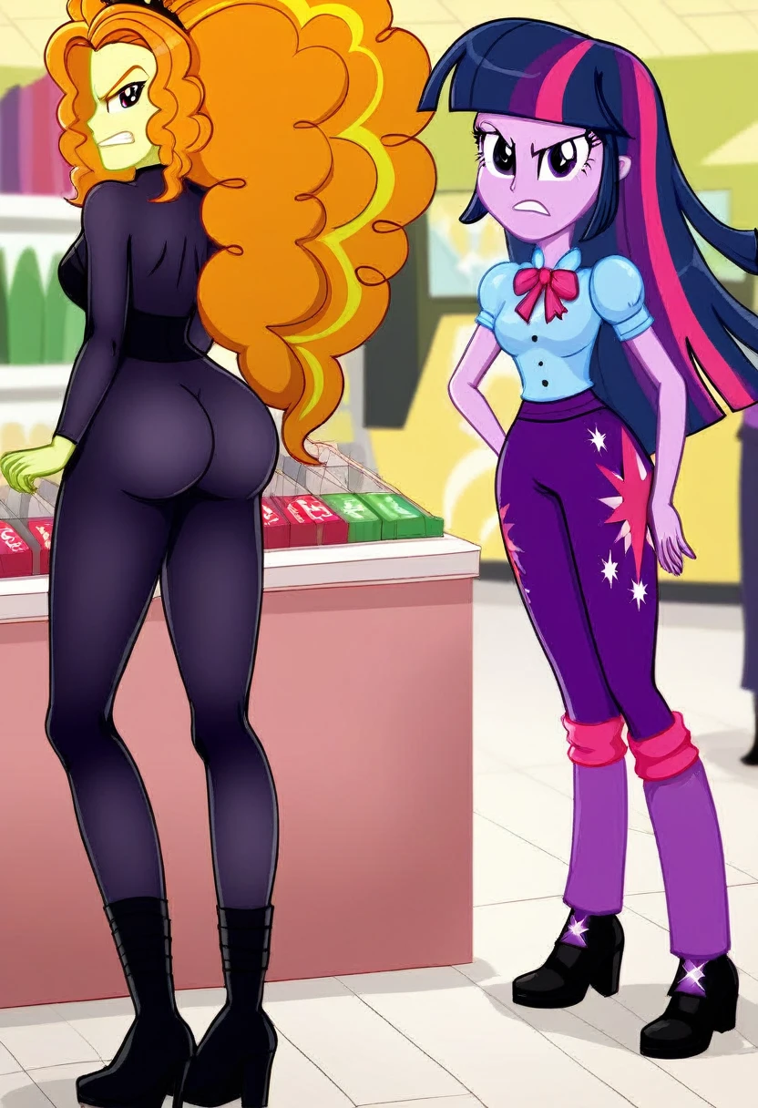Eqg Twilight sparkle bodystocking Laura . Angry adagio is standing in the store and Twilight Sparkle is touching her butt