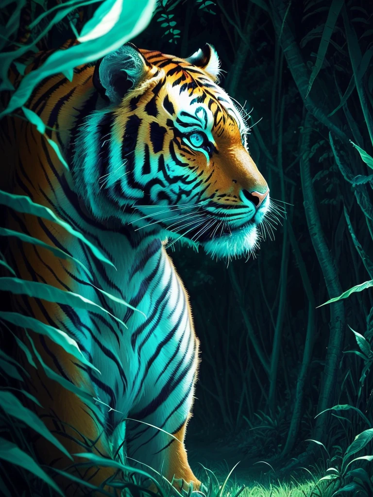 a tiger in the jungle with blue eyes and green grass, ((tiger)), jen bartel, martin ansin, amazing wallpaper, tiger, tiger_beast, by Kilian Eng, highly detailed vector art, a tiger, profile picture 1024px, amoled wallpaper, phone wallpaper hd, style of kilian eng, hd phone wallpaper, mobile wallpaper