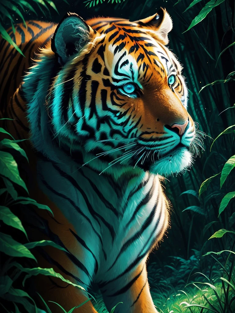 a tiger in the jungle with blue eyes and green grass, ((tiger)), jen bartel, martin ansin, amazing wallpaper, tiger, tiger_beast, by Kilian Eng, highly detailed vector art, a tiger, profile picture 1024px, amoled wallpaper, phone wallpaper hd, style of kilian eng, hd phone wallpaper, mobile wallpaper