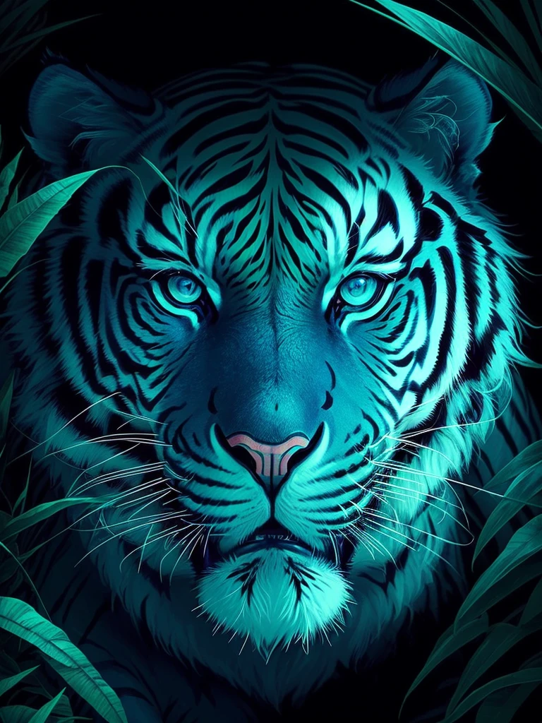 a tiger in the jungle with blue eyes and green grass, vector art by Kilian Eng, trending on cgsociety, sumatraism, ((tiger)), jen bartel, martin ansin, amazing wallpaper, tiger, tiger_beast, highly detailed vector art, profile picture 1024px, a tiger, amoled wallpaper, phone wallpaper hd