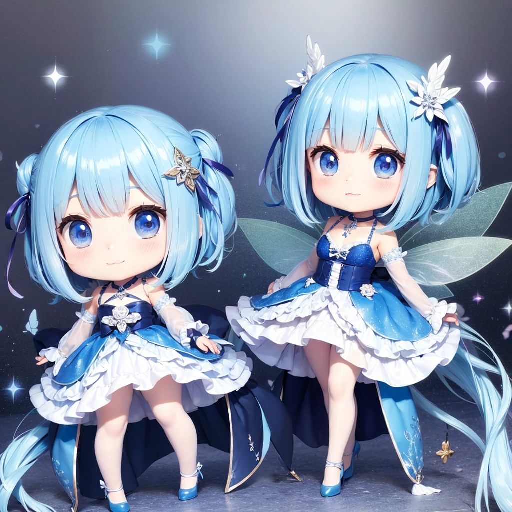 full-length chibi fairy in blue tones
