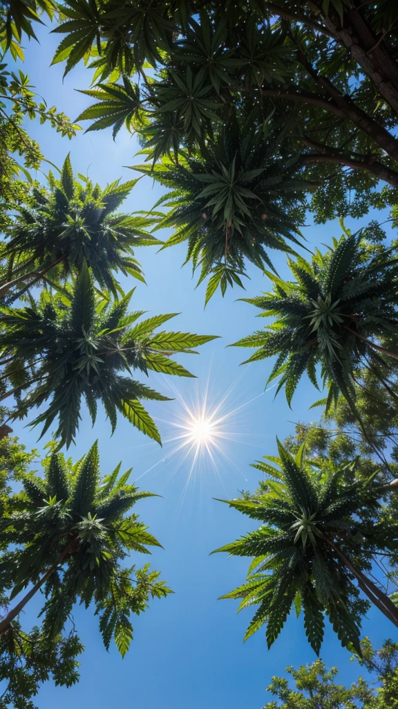 Three Powers Square in Brasília with marijuana leaves falling from the sky.