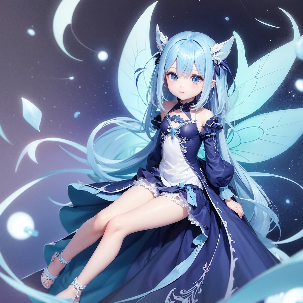full-length chibi fairy in blue tones
