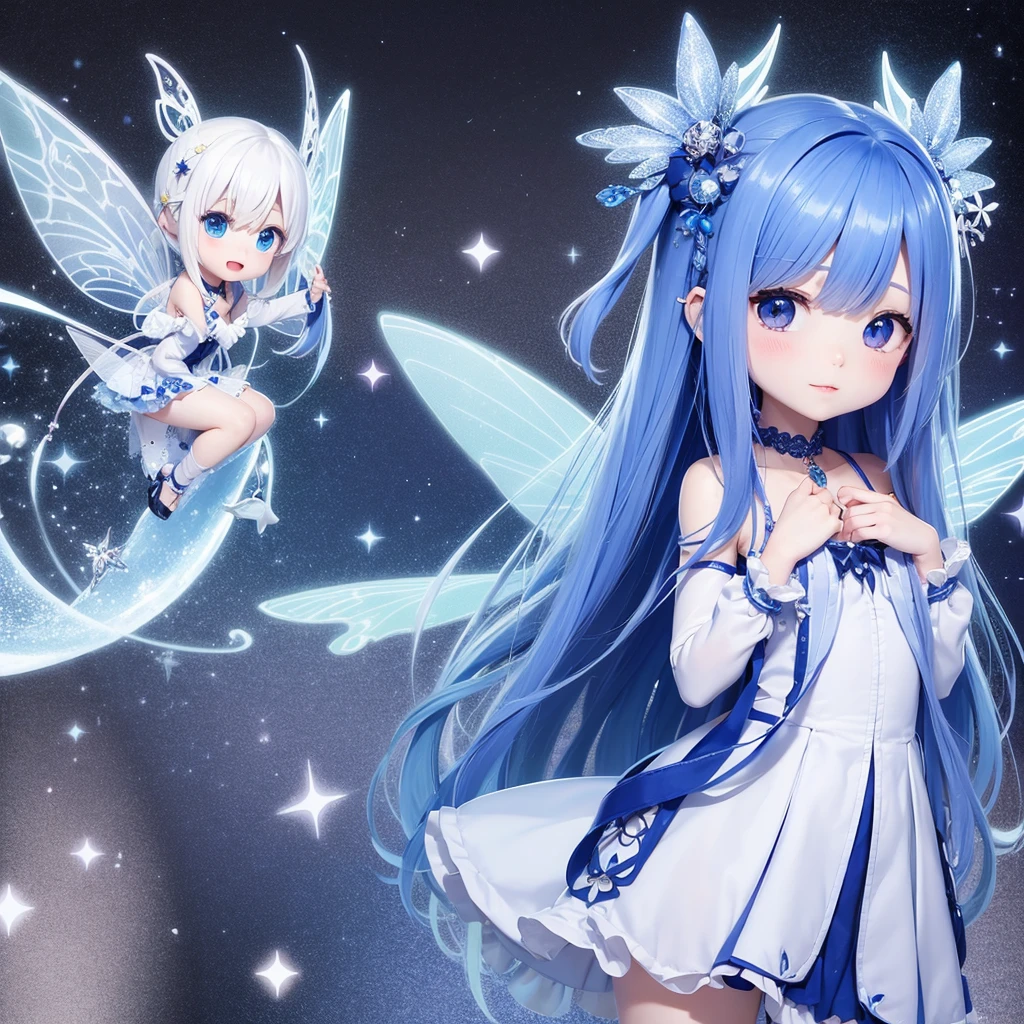 full-length chibi fairy in blue tones