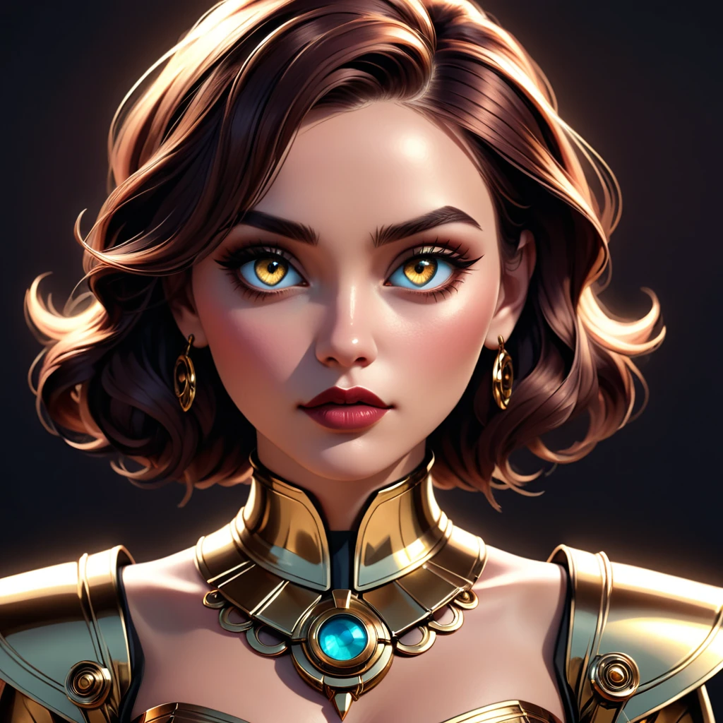 cyborgwomanartdecoface,portraitglowingeyesbrass,bronzedetailedface,detailedeyesandlips,highlydetailedportrait,hyperrealistic,digitalart,8K,photorealistic,cinematic,moody,dramatic,clair obscur,glowingeyesandface,metallic,mechanicaldetails,artdecoinspired,elegant,dramatic,cinema4d,OctaneRender