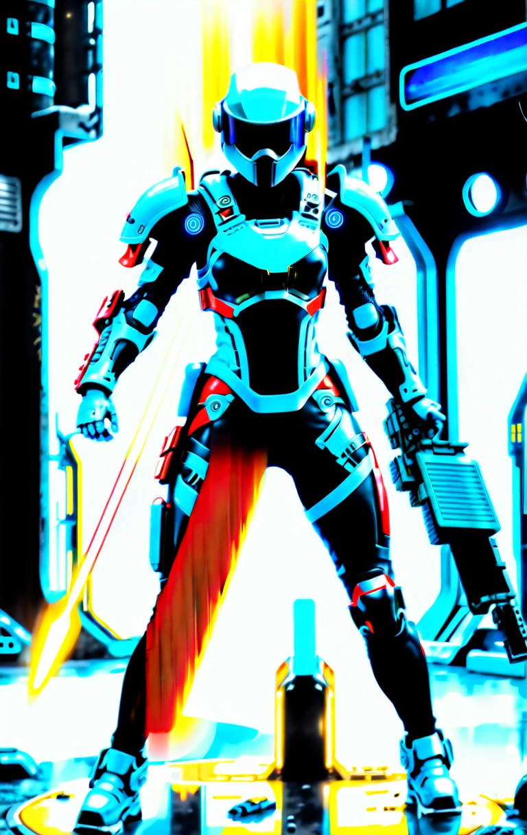 black armed female figure in sci-fi battle armor with cybernetic helmet, aiming on one knee, mask, sci-fi visor, bald head, armed figure, weapon in hand, aiming, plate armor, insulated armor, spacesuit, lots of small details, sci-fi movie style, on a ruined city street, overcast, photography, natural textures, natural light, natural blur, photorealism, cinematic rendering, ray tracing, highest quality, highest detail, Cinematic, Third-Person View, Blur Effect, Long Exposure, 8K, Ultra-HD, Natural Lighting, Moody Lighting, Cinematic Lighting --q 2 --ar 9:16