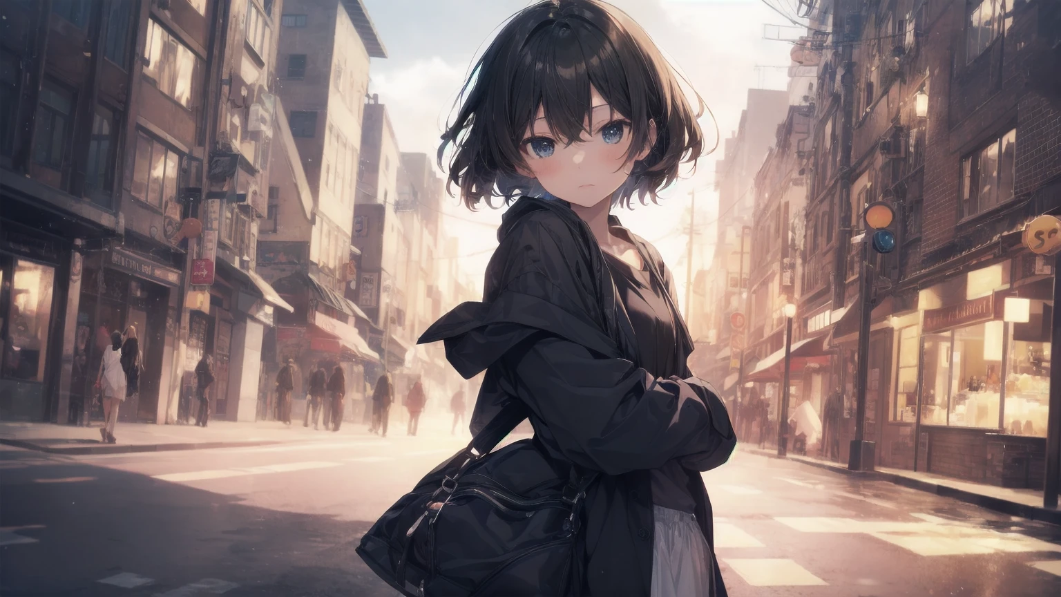 Super high quality by Art God, Super detailed, High resolution, Anime Moe Art Style, Best Anime 8K Konachan Wallpaper, pixiv Contest Winner, Perfect Anatomy, break,(Please draw a girl walking sleepily to school.. ),break, One girl, (alone,change,,:1.3),Complete limbs, Full Finger,, The charm of androgyny, (Very short hair), Sleeping hair, Messy Hair, Flat Chest, Small Ass, between legs, Small eyes,Beautiful and exquisite black eyes, Well-proportioned iris and pupil, Disgusted Eyes, High resolutionの詳細な髪, , skirt, School zone. break,Highly detailed skin, Best lighting by famous artists, 8K, figure,