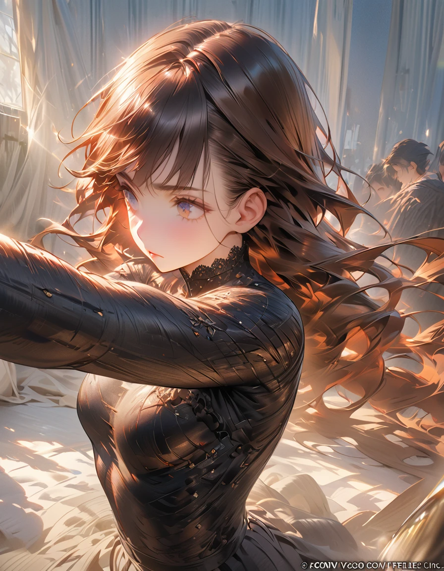 Detailed description Shy Woman(Masseter muscle area, high quality, Mysterious, Beautiful and beautiful, Ideal body proportions, Official image art, Impressionism), (Ultra-high resolution, 8k RAW photos, Photorealistic, Natural light, Textile Shading),