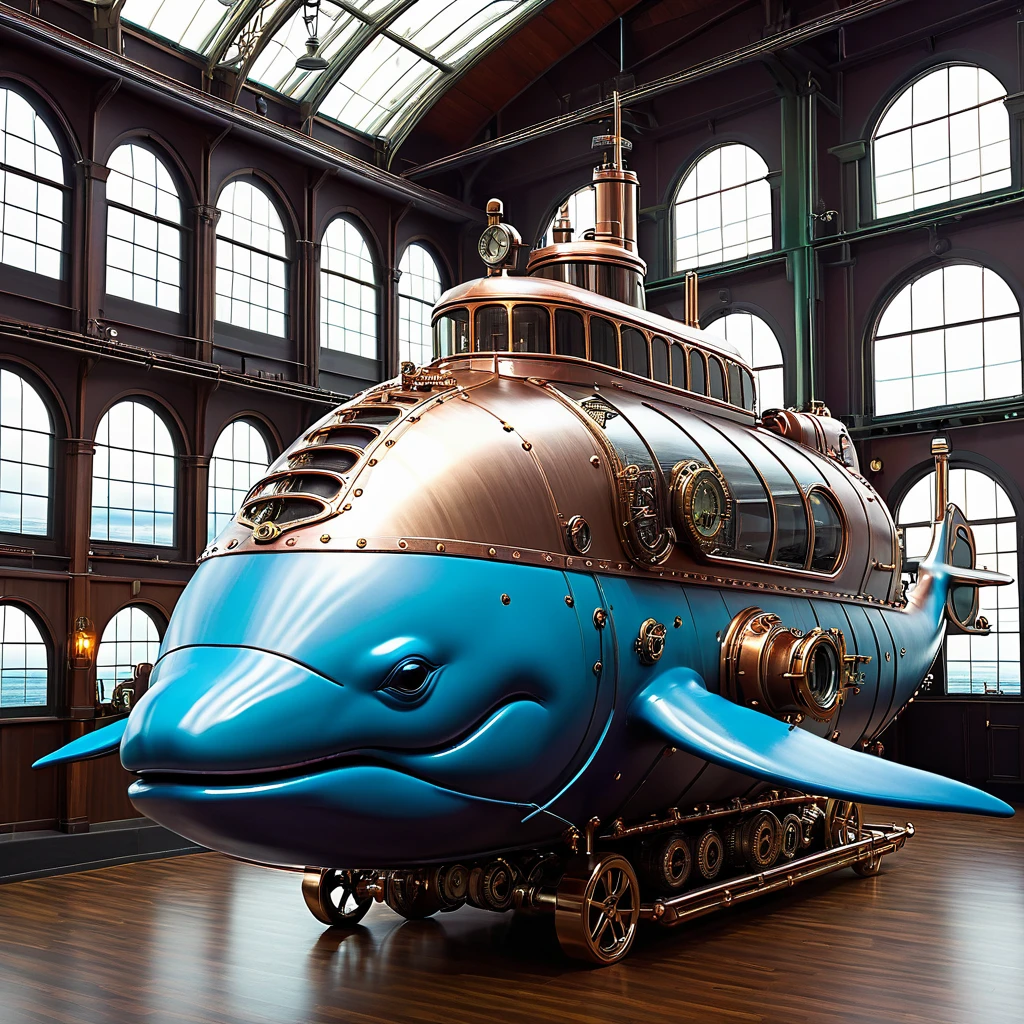 whale shaped steampunk submarine
