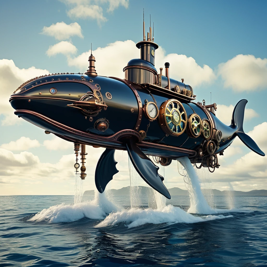 whale shaped steampunk submarine