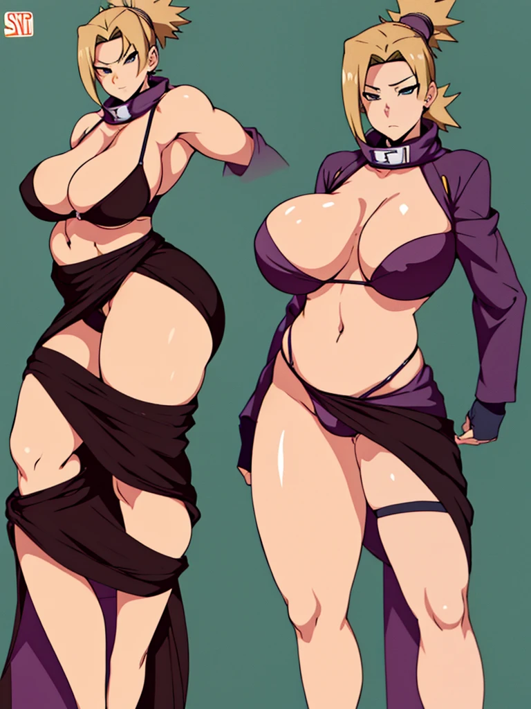 Sexy adult woman,Temari,standing still,huge breast,in her new sexyunderwear and bra lot her body and open chest,hentai,snfw,thick body,age30,hair lose, reference sheet,milf, character design
