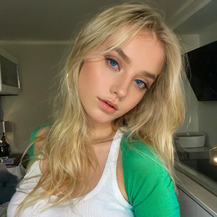 Jeune blonde de 21 ans, yeux bleu, shooting photo, sexy, attirante, seins naturels, la nuit, qualite hyper realist, 4k 