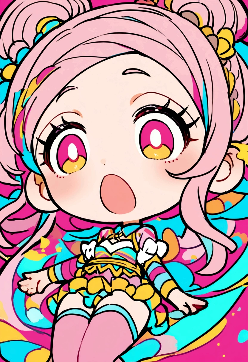 Astonished pink woman chibis