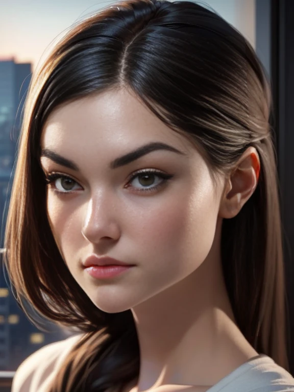 portrait photo of Sasha Grey, RAW, beautiful woman, ((close up portrait)), ((detailed face:1.2)), ((detailed facial feature, detailed skin, clear skin), (perfect proportioned body)) ; (high detailed city environment, apartment balcony), (realistic photo, best quality, detailed), (8k wallpaper), (cinematic lighting, dramatic lighting) (sharp focus, intricate)