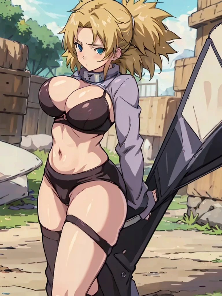 Sexy adult woman,Temari,standing still,huge breast,in her new sexyunderwear and bra lot her body and open chest,hentai,snfw,thick body,age30,long , reference sheet,milf,