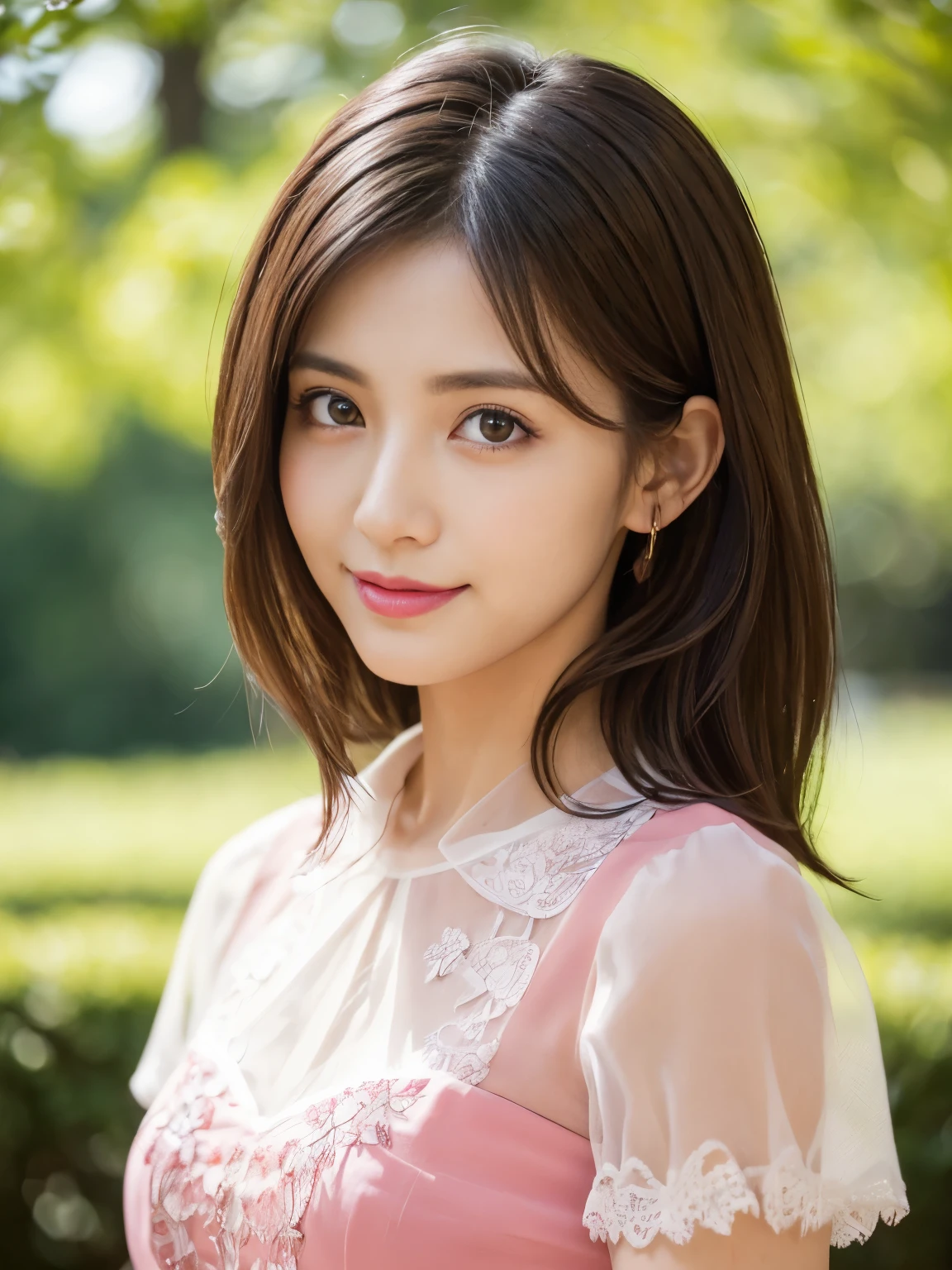Medium Shot、((Upper Body))、(highest quality:1.5)、(Realistic:1.5)、(1 person:1.5)、(Very detailed)、(High resolution)、8k、((Wear a white off-the-shoulder sweater))、Slightly small breasts、Natural color lips、Cute Smile、20-year-old girl、(Beautiful and elaborate face)、(Perfect and beautiful face)、(Big eyes)、(Beautiful and elaborate face)、(Beautiful, balanced eyes)、Perfect and beautiful double eyelids、Perfect and beautiful face、Arched eyebrows、 Thin eyebrows、Feminine poses、Slim face、Slim figure、Beautiful and thin nose、 Beautiful Skin、(Medium Bob Hair)、Natural Bangs、Fair skin、Front lighting、(Lighting the face)、(Beautiful cleavage)、Deep blue eyes、Slim waistline、Sitting in a flowerbed in the garden、A garden filled with red and white roses、