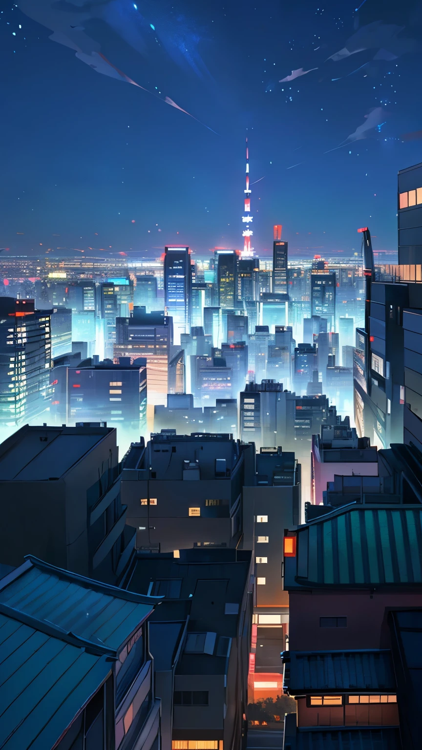 There is a box on the bench，Enjoy night views of the city skyline, HD anime city landscape, Anime Background art, tokyo Anime scene, Anime style cityscape, Anime Background, Anime scenery, Anime Background, The roof of Tokyo, Anime scenery concept art, beautiful Anime scene, New Tokyo Background, On the rooftops of Tokyo at night, Anime scene, beautiful Anime scenery, City background