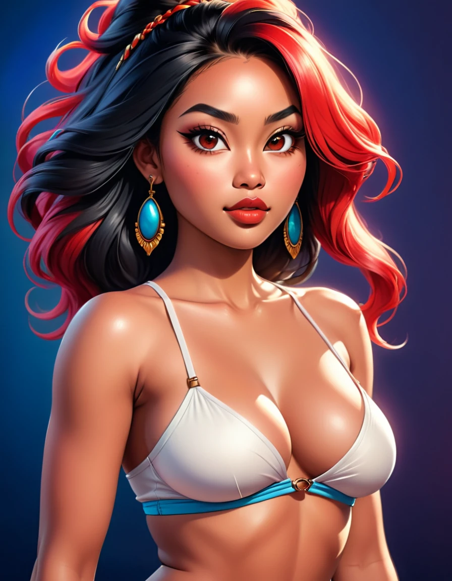 a beautiful busty long blonde brunette black red hair Asian African oriental Hispanic German Greek russian woman wearing micro shorts, topless, highly detailed portrait, photorealistic, 8k, best quality, detailed eyes, nose, lips, long eyelashes, gorgeous facial features, flawless skin, dynamic pose, cinematic lighting, dramatic shadows, vibrant colors, fantasy art style
