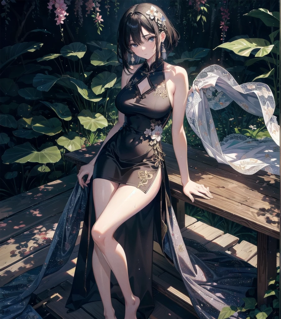 1girl,solo,outdoors,<lora:GoodHands-beta2:1>,(full body:1.3),barefoot,<lora:0232 Witch Apprentice_v1:0.9>,ruanyi0232,hat,dress,see-through,no panties,pubic tattoo,lying,pussy,(legs back:1.3),, best quality,masterpiece,highres,official art,extremely detailed cg unity 8k wallpaper