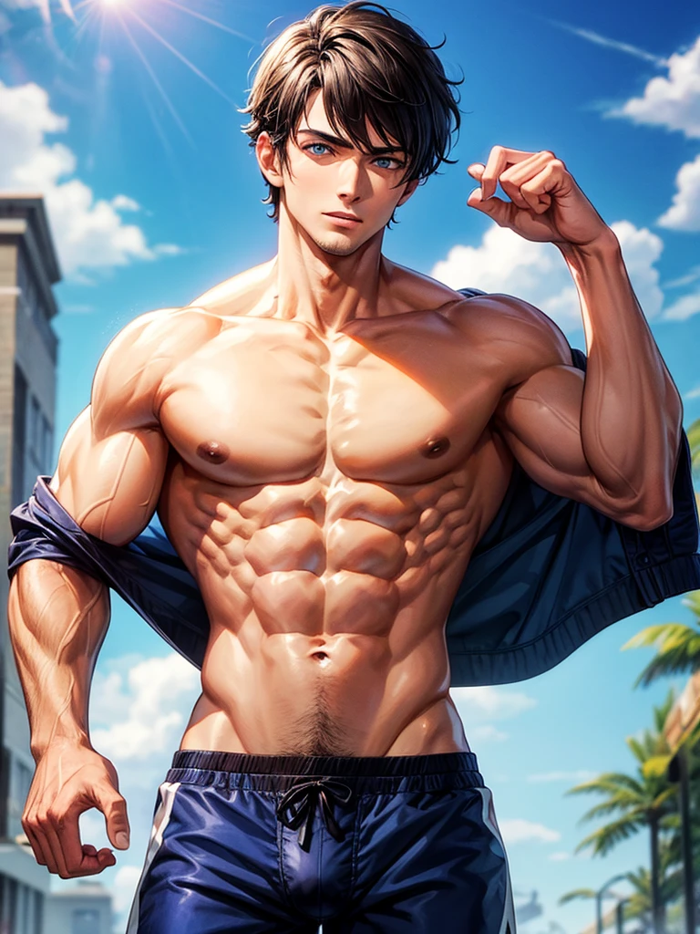 Chico, handsome, Delgado, little muscle, whole body, student, school, blue eyes, con boxer