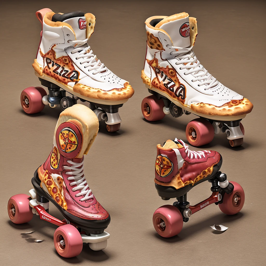 ((pizza-themed rollerskates:1.2))