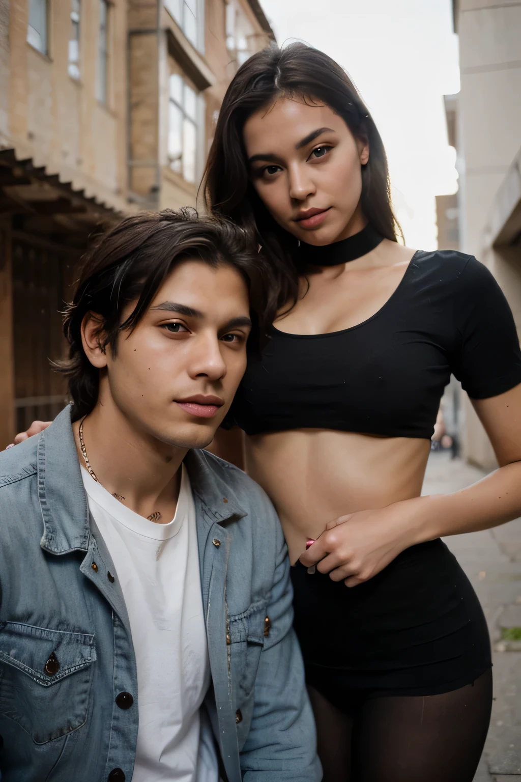 Handsome thug guy with friendly girl