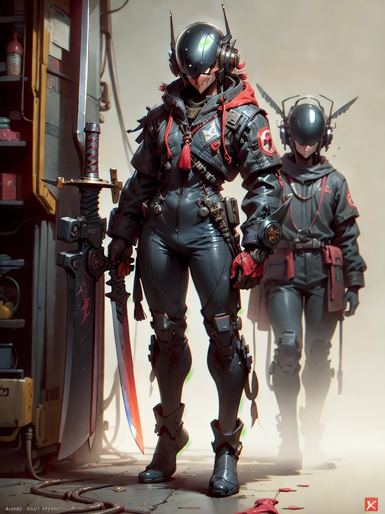perfect proportions, anatomically correct, (head to toe: 2.0), (full body image: 2.0), solo, (Casshern: 1.6), extremely stylized, deviant art, masterpiece, highly detailed, detailed eyes, expressive detailed eyes, detailed pupils, futuristic, ((1950s scifi helmet)), ((pointy helmet)), Rubber Gloss, (flightsuit:1.4), big boots, entire body image, full body shot, nvinkpunk, professional photograph of alexander_skarsgard, tassles, large beads, (large tassels), cyberpunk, inkpunk, paint platter, ink splatter, (action pose:1.0), ((holding a sword))