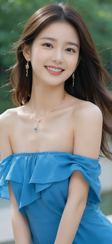((masterpiece, Top image quality, high resolution、solitary、Radiant Skin))(on the table, best quality, Practical, Very detailed, meticulous, high resolution, 8k wallpaper), Close-up portrait of a beautiful woman, like, Smile, Light brown messy hair, Perfect dynamic composition, 美丽meticulous的眼睛, Like the cover of a fashion magazine, On Campus