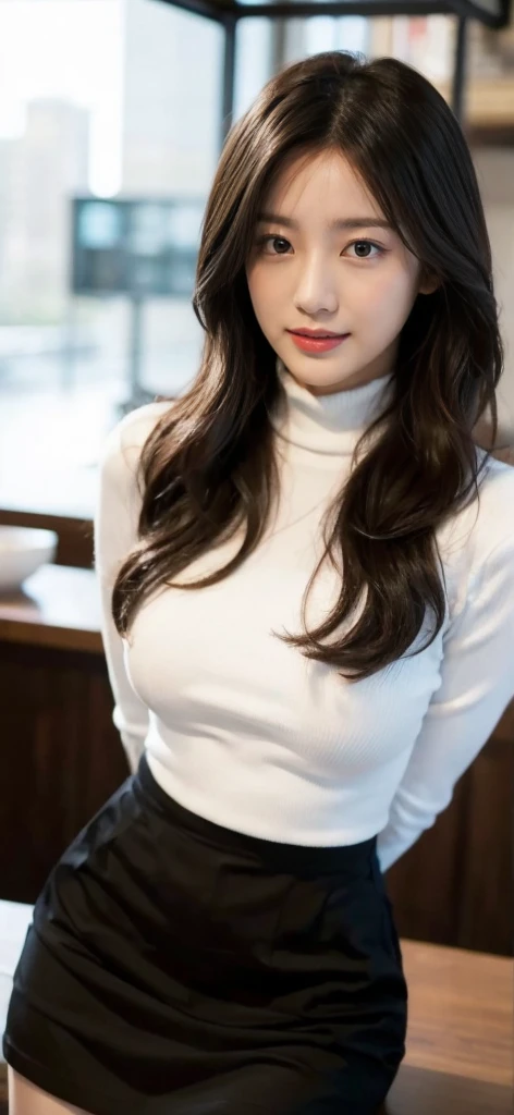 ((masterpiece, Top image quality, high resolution、solitary、Radiant Skin))(on the table, best quality, Practical, Very detailed, meticulous, high resolution, 8k wallpaper), Close-up portrait of a beautiful woman, like, Smile, Light brown messy hair, Perfect dynamic composition, 美丽meticulous的眼睛, Like the cover of a fashion magazine, On Campus