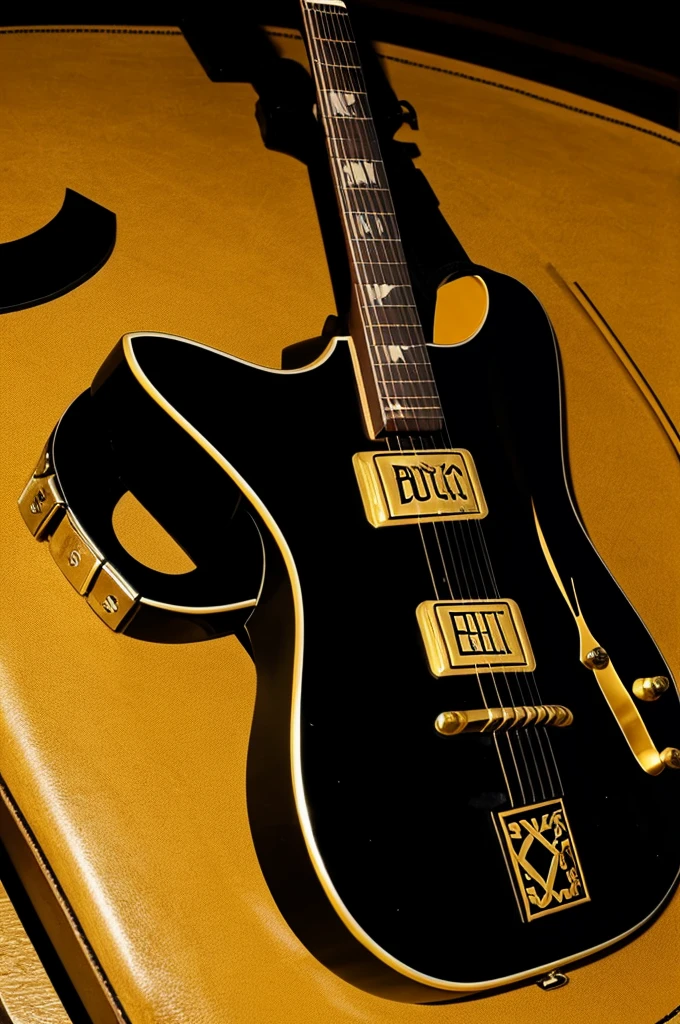 ( THE FAKE) estilo buchon, black and gold ( boy beard padlock or guitar ( logo ) silhouette only