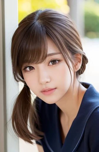 masterpiece:1.3), (8K, Realistic, RAW Photos, Best image quality: 1.4), Japanese girl、(Random Hairstyles:1.2)、Highly detailed face、Attention to detail、double eyelid、Beautiful woman:1.4、Light brown hair、Highest quality、masterpiece、Ultra-high resolution、(Realistic:1.4)、Detailed and professionally lit smiles、Loose、thin、Shorthair、Deadly position、skirt、sexy、