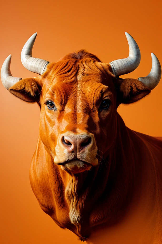 Bull logo for stock market in orange background colour