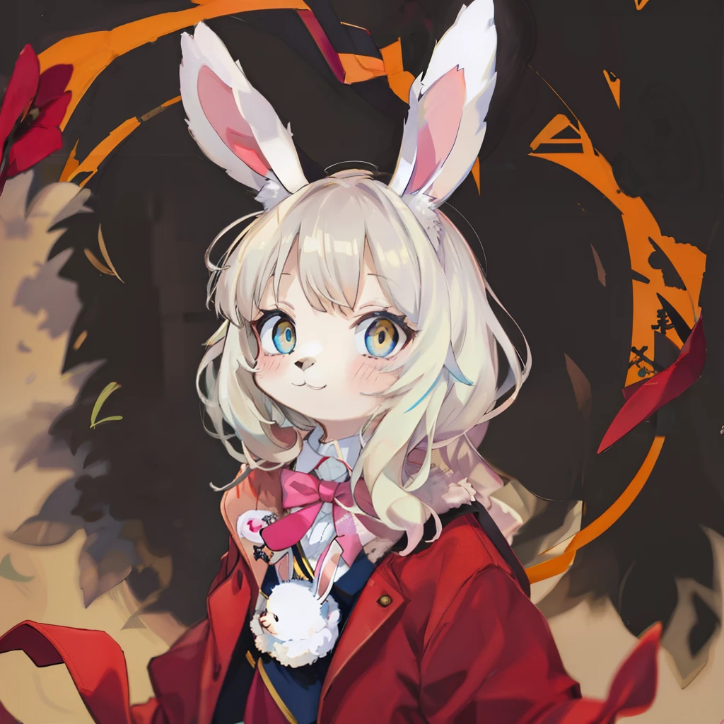  drawing of a woman with a bunny ears, bunny girl, with long floppy rabbit ears, with big rabbit ears, cute anthropomorphic bunny, anthropomorphic rabbit, with bunny ears, digital anime illustration, soft anime illustration, rabbit ears, digital art on pixiv, white rabbit, pixiv contest winner, rabbt_character, brown long hair, soft blue eyes, kawaii, cute, bunny paw feet, cute bunny teeth smile