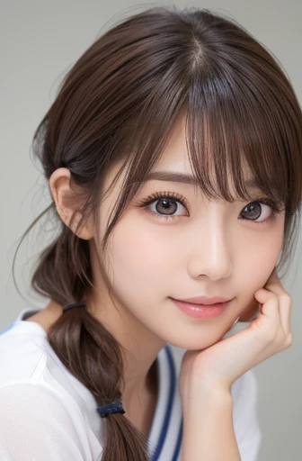 masterpiece:1.3), (8K, Realistic, RAW Photos, Best image quality: 1.4), Japanese schoolgirl、(Random Hairstyles:1.2)、Highly detailed face、Attention to detail、double eyelid、Beautiful woman:1.4、Light brown hair、Highest quality、masterpiece、Ultra-high resolution、(Realistic:1.4)、Detailed and professionally lit smiles、Loose、thin、Shorthair、Deadly position、skirt、sexy、