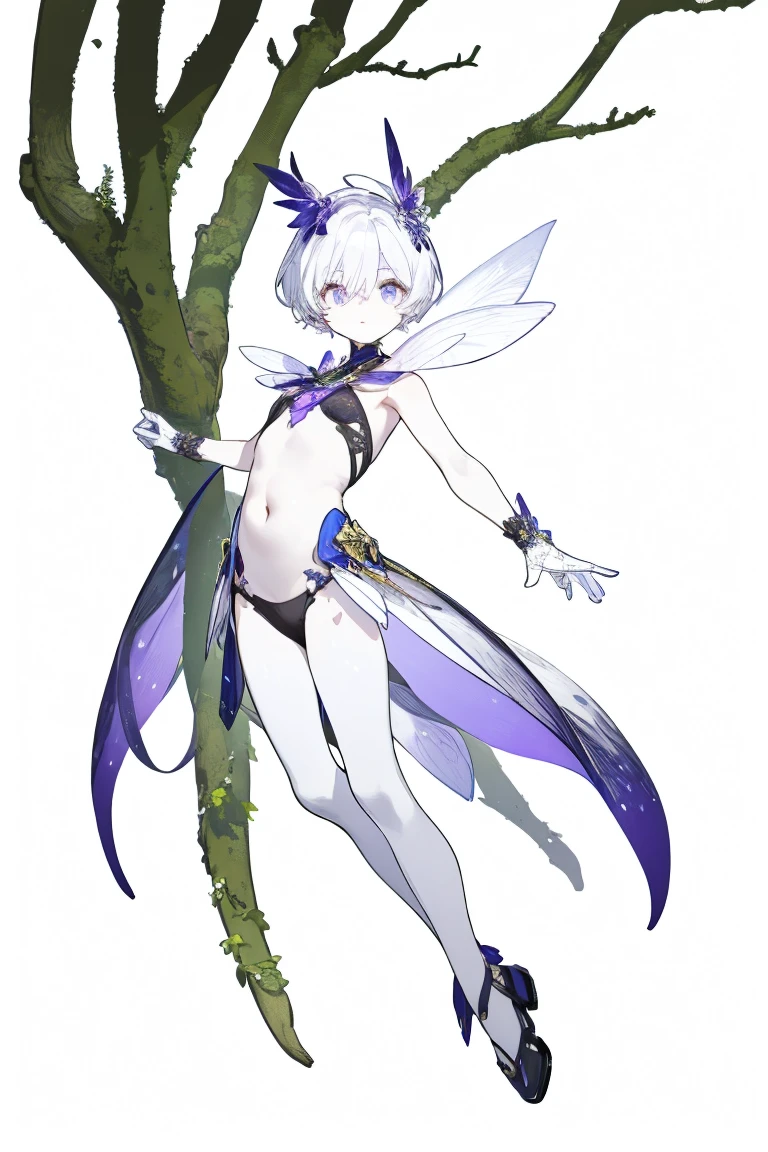 masterpiece, Best lighting, (((Very detailed))), Highest quality, lilac, whole body、whole bodyイラスト、Forest Fairy, Lily of the valley, ((Mysterious Forest Boy)), Perfect Anatomy,  A cute boy, Great body, Perfect balance,  (((VTuber whole body)), No background, Blank Background, ((((((White Background)))))))