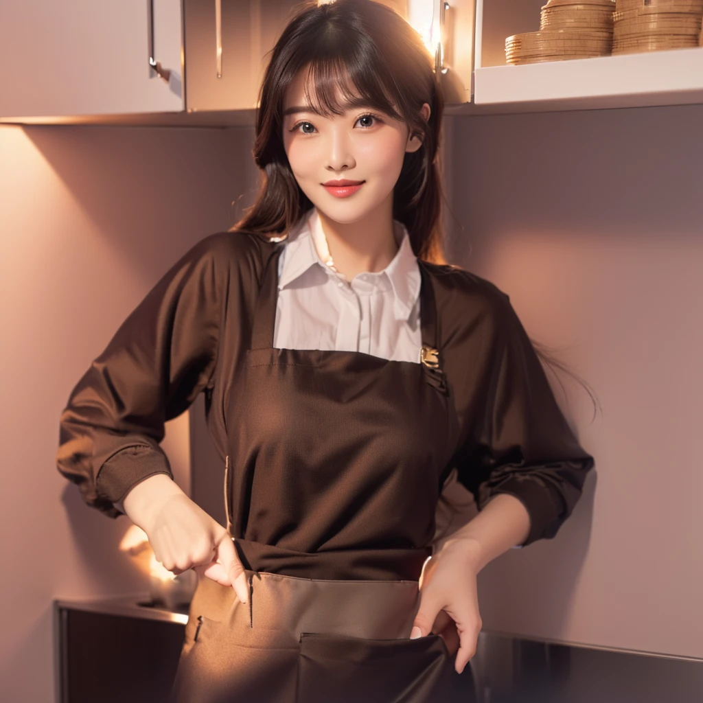 Positive woman，Positive female，housewife，Spread your hands，Push with both hands，Positive face