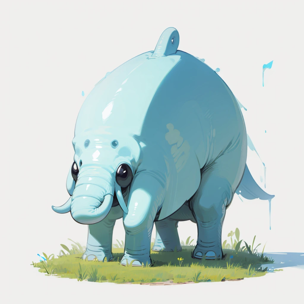 (Random Evolution, Colossal elephant mixed with alien), full body version, full blue colour skins, (black eyes), (Grassroots), no background