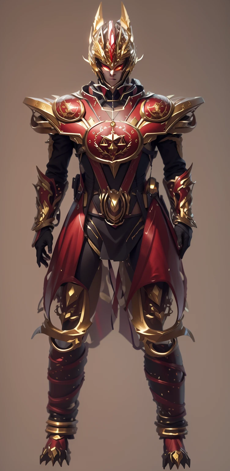 The whole face is a mixture of gold and red，There are many gorgeous carvings all over the body，The entire surface should be transparent red and gold，There are no other colors。Red crystal and gold crystal，There should be a lot of crystal effects like transparent crystal，Add some gold thread for decoration。The color changes to red and gold，Some red and gold（Ensure its layering and armor texture，Red as main color，Add some gold for decoration）