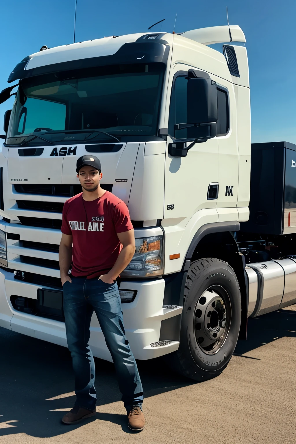 Big truck with boy
