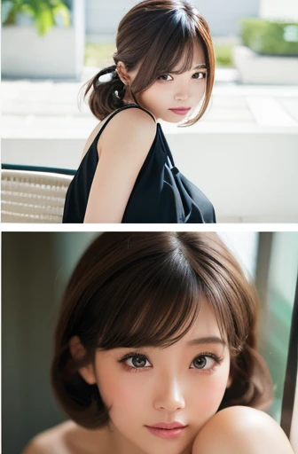 masterpiece:1.3), (8K, Realistic, RAW Photos, Best image quality: 1.4), Japanese women、(Random Hairstyles:1.2)、Highly detailed face、Attention to detail、double eyelid、Beautiful woman:1.4、Light brown hair、Highest quality、masterpiece、Ultra-high resolution、(Realistic:1.4)、Detailed and professionally lit smiles、Loose、thin、Shorthair、Deadly position、skirt、sexy、Swimwear、