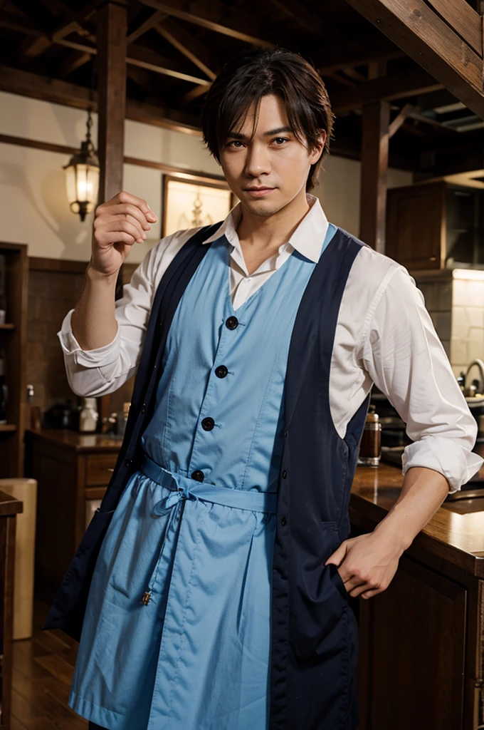 A man dressed in isekai style