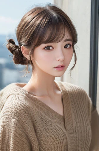 masterpiece:1.3), (8K, Realistic, RAW Photos, Best image quality: 1.4), Japanese women、(Random Hairstyles:1.2)、Highly detailed face、Attention to detail、double eyelid、Beautiful woman:1.4、Light brown hair、Highest quality、masterpiece、Ultra-high resolution、(Realistic:1.4)、Loose、thin、Shorthair、Deadly position、skirt、sleeping face、