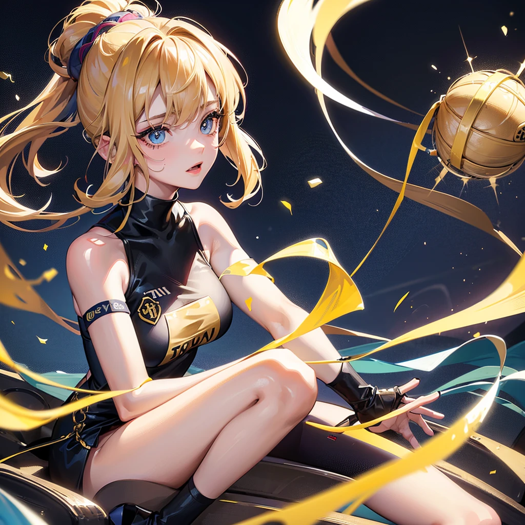 sweat, girl,woman,female, young,20 years old, medium hair, big hair, bangs, topknot, blonde hair, blue eyes, delicate and intricate hair, night, turtleneck, night, she wears a FC Barcelona uniform, she is in Camp Nou Stadium, she is playing football, ((masterpiece)), ((best quality)), (ultra-detailed), ((extremely detailed)), 4K, (8K), best quality, (beautiful) full body, behind back 1.1, number 10, more_details:-1, more_details:0, more_details:0.5, more_details:1, more_details:1.5